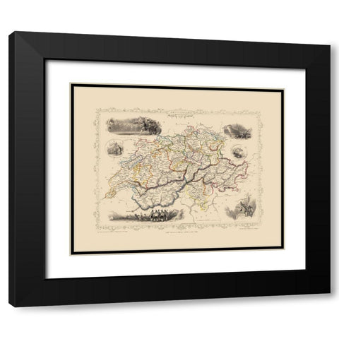 Switzerland - Tallis 1851 Black Modern Wood Framed Art Print with Double Matting by Tallis