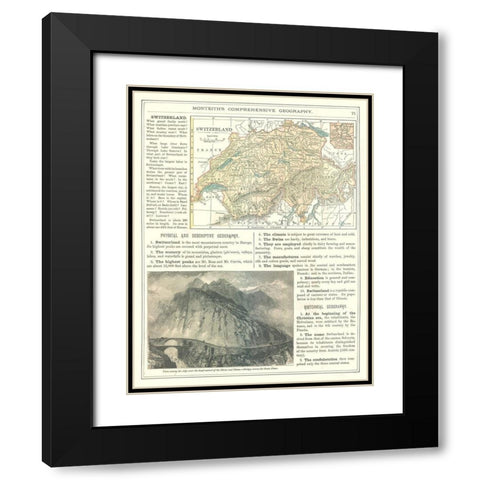 Switzerland - Monteith 1882 Black Modern Wood Framed Art Print with Double Matting by Monteith