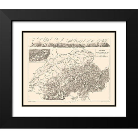 Physical Switzerland - Drioux 1882 Black Modern Wood Framed Art Print with Double Matting by Drioux