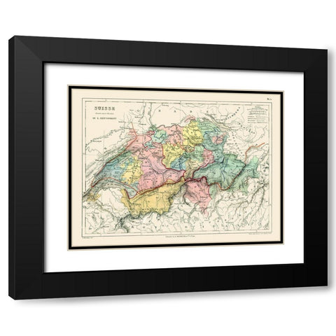 Switzerland - Cortambert 1880 Black Modern Wood Framed Art Print with Double Matting by Cortambert
