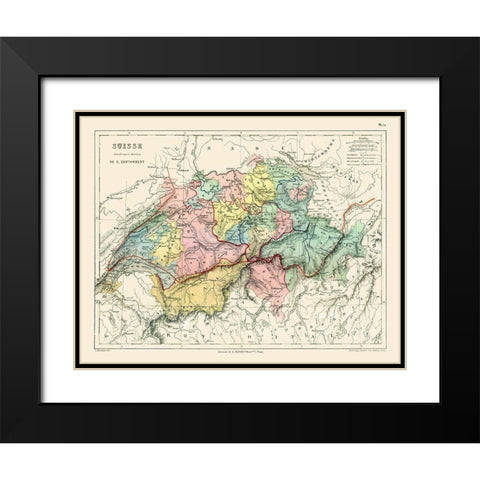 Switzerland - Cortambert 1880 Black Modern Wood Framed Art Print with Double Matting by Cortambert