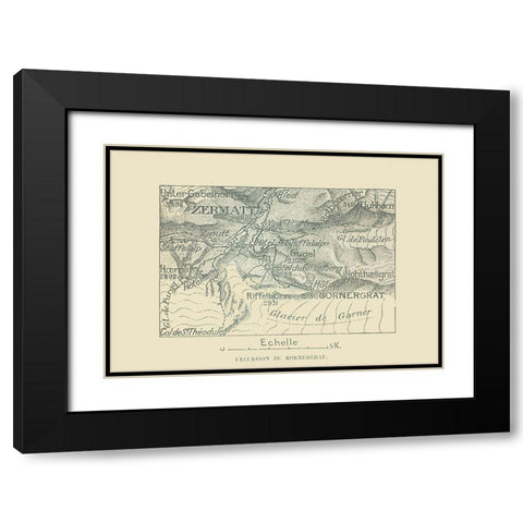 Gornergrat Switzerland - Swiss Guide 1917 Black Modern Wood Framed Art Print with Double Matting by Swiss Guide