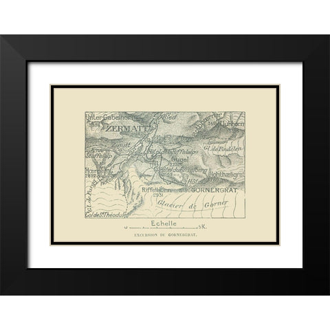 Gornergrat Switzerland - Swiss Guide 1917 Black Modern Wood Framed Art Print with Double Matting by Swiss Guide