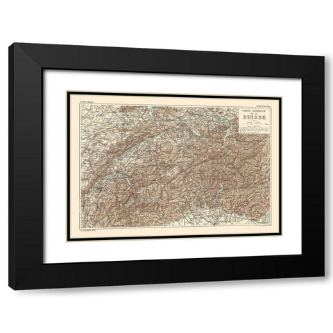 Switzerland - Swiss Guide 1917 Black Modern Wood Framed Art Print with Double Matting by Swiss Guide