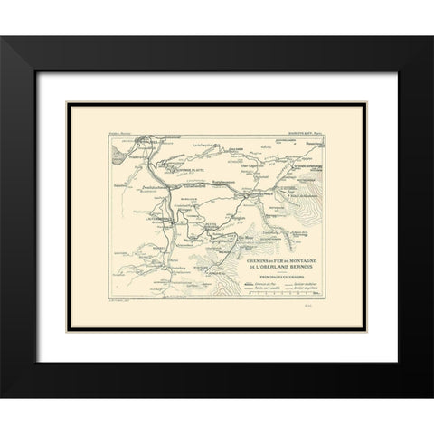 Bernese Highlands Railroads Switzerland Black Modern Wood Framed Art Print with Double Matting by Swiss Guide