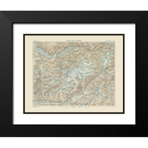 Bernese Highlands Switzerland - Swiss Guide 1917 Black Modern Wood Framed Art Print with Double Matting by Swiss Guide