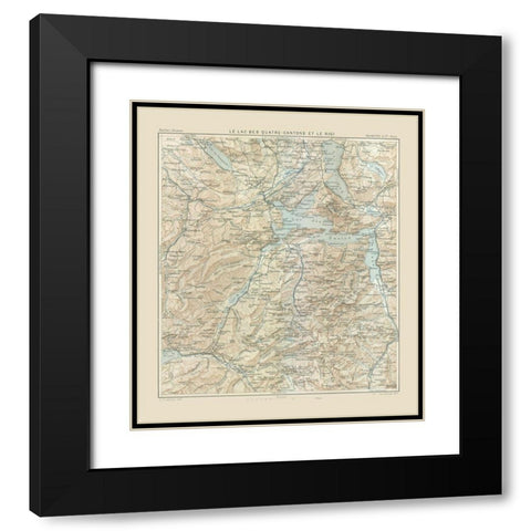 Lake Lucerne Rigi Switzerland - Swiss Guide 1917 Black Modern Wood Framed Art Print with Double Matting by Swiss Guide