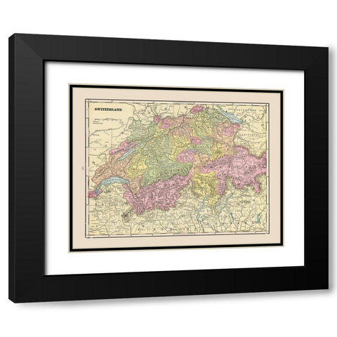 Switzerland - Cram 1892 Black Modern Wood Framed Art Print with Double Matting by Cram