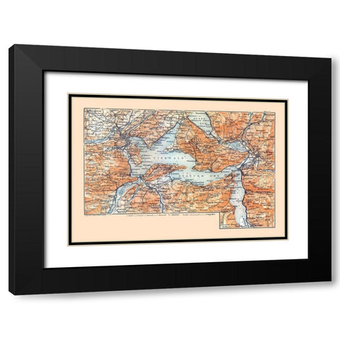 Central Switzerland - Baedeker 1921 Black Modern Wood Framed Art Print with Double Matting by Baedeker