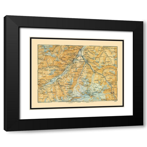 Val Roseg Region Switzerland - Baedeker 1921 Black Modern Wood Framed Art Print with Double Matting by Baedeker