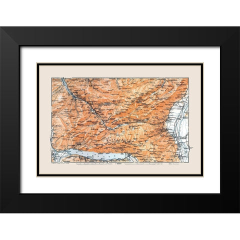 Toggenburg Region Switzerland - Baedeker 1921 Black Modern Wood Framed Art Print with Double Matting by Baedeker