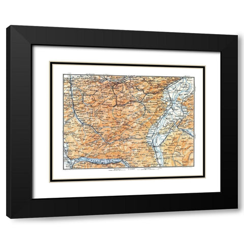 St Gallen Region Switzerland - Baedeker 1921 Black Modern Wood Framed Art Print with Double Matting by Baedeker