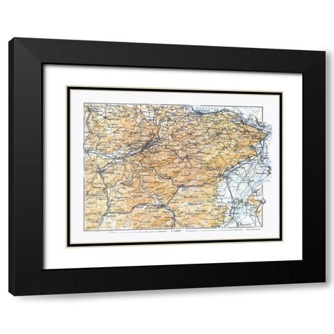 Northeastern Switzerland - Baedeker 1921 Black Modern Wood Framed Art Print with Double Matting by Baedeker