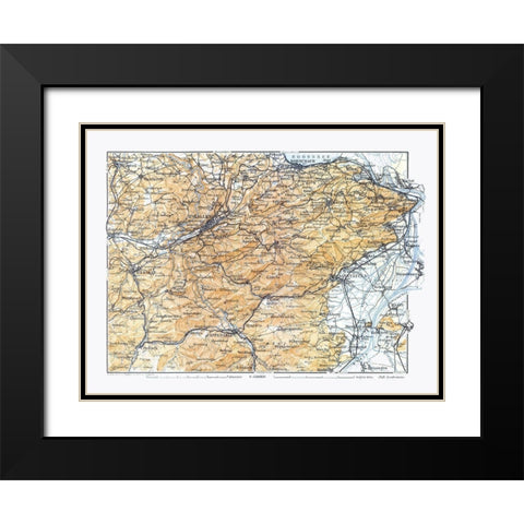 Northeastern Switzerland - Baedeker 1921 Black Modern Wood Framed Art Print with Double Matting by Baedeker