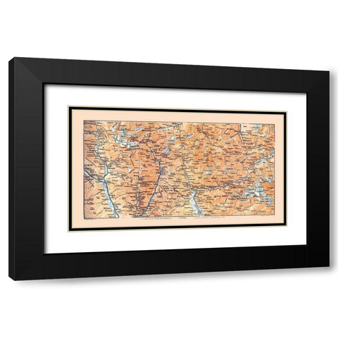Southeast Switzerland - Baedeker 1921 Black Modern Wood Framed Art Print with Double Matting by Baedeker