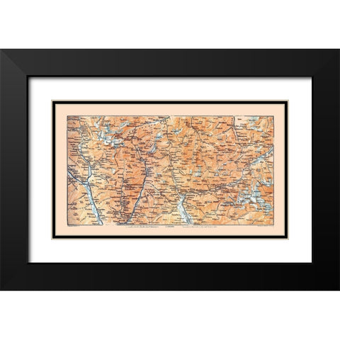 Southeast Switzerland - Baedeker 1921 Black Modern Wood Framed Art Print with Double Matting by Baedeker