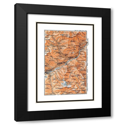 Martinsbruck Region Switzerland - Baedeker 1921 Black Modern Wood Framed Art Print with Double Matting by Baedeker