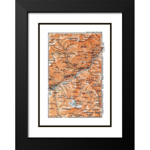 Martinsbruck Region Switzerland - Baedeker 1921 Black Modern Wood Framed Art Print with Double Matting by Baedeker