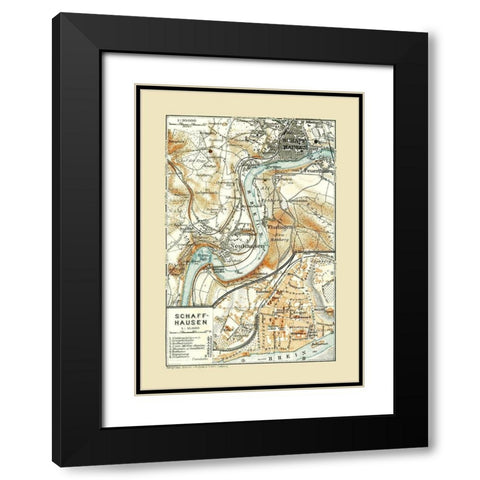 Schaffhausen Switzerland - Baedeker 1921 Black Modern Wood Framed Art Print with Double Matting by Baedeker