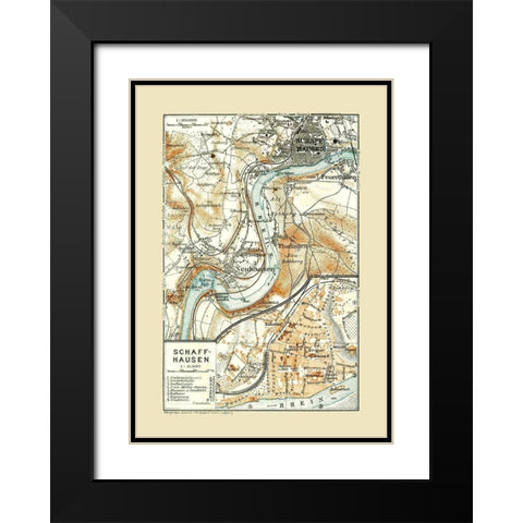 Schaffhausen Switzerland - Baedeker 1921 Black Modern Wood Framed Art Print with Double Matting by Baedeker