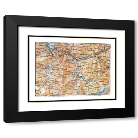 Salux Region Switzerland - Baedeker 1921 Black Modern Wood Framed Art Print with Double Matting by Baedeker