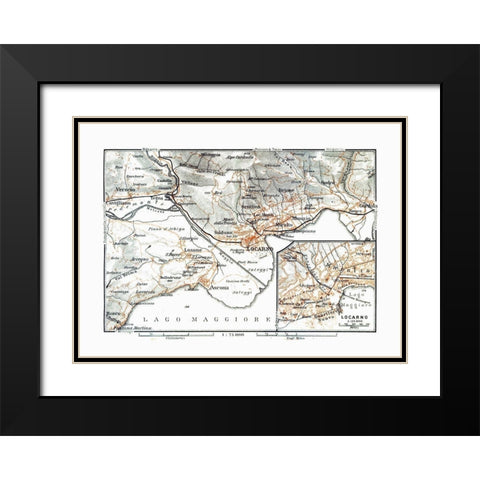 Locarno Region Switzerland - Baedeker 1921 Black Modern Wood Framed Art Print with Double Matting by Baedeker