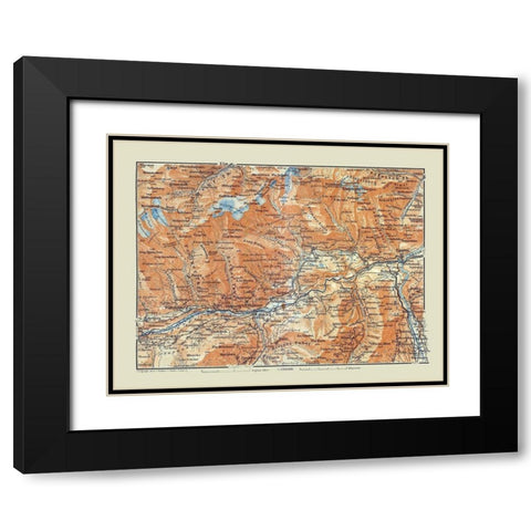 Ilanz Region Switzerland - Baedeker 1921 Black Modern Wood Framed Art Print with Double Matting by Baedeker