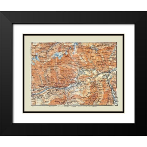 Ilanz Region Switzerland - Baedeker 1921 Black Modern Wood Framed Art Print with Double Matting by Baedeker