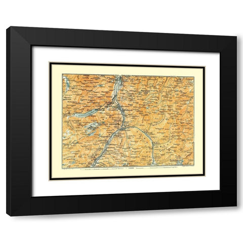 Glarus Region Switzerland - Baedeker 1921 Black Modern Wood Framed Art Print with Double Matting by Baedeker