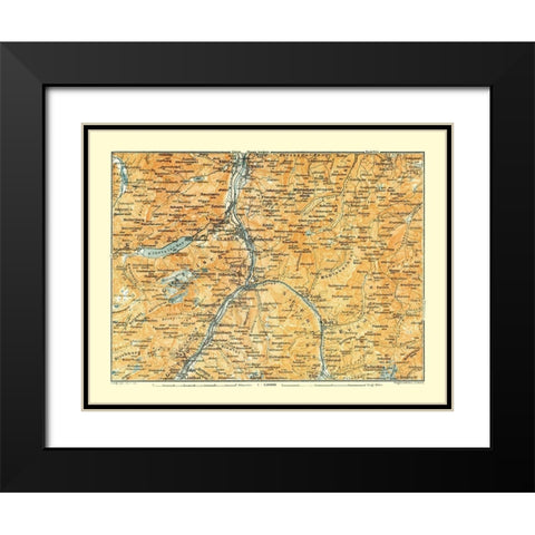 Glarus Region Switzerland - Baedeker 1921 Black Modern Wood Framed Art Print with Double Matting by Baedeker