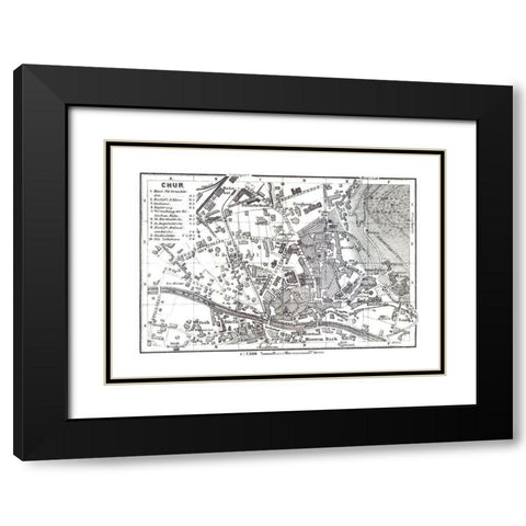 Chur Switzerland - Baedeker 1921 Black Modern Wood Framed Art Print with Double Matting by Baedeker