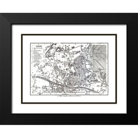 Chur Switzerland - Baedeker 1921 Black Modern Wood Framed Art Print with Double Matting by Baedeker