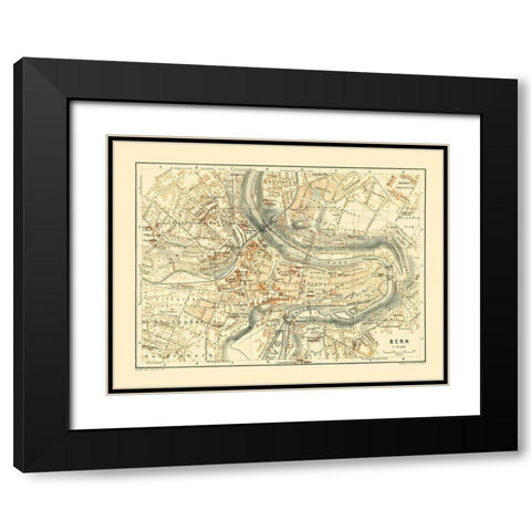 Bern Switzerland - Baedeker 1921 Black Modern Wood Framed Art Print with Double Matting by Baedeker