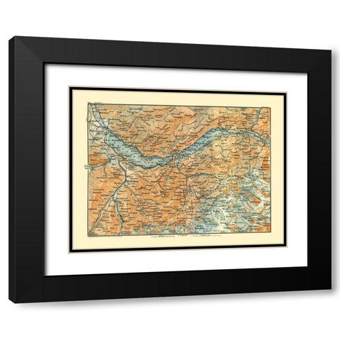 Switzerland - Baedeker 1921 Black Modern Wood Framed Art Print with Double Matting by Baedeker