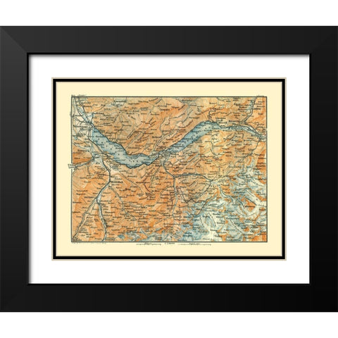 Switzerland - Baedeker 1921 Black Modern Wood Framed Art Print with Double Matting by Baedeker