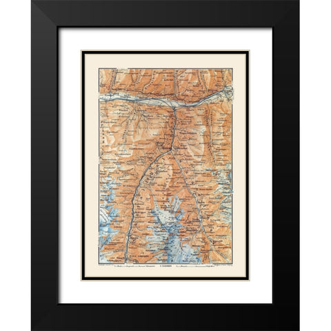 Stalden Region Switzerland - Baedeker 1921 Black Modern Wood Framed Art Print with Double Matting by Baedeker