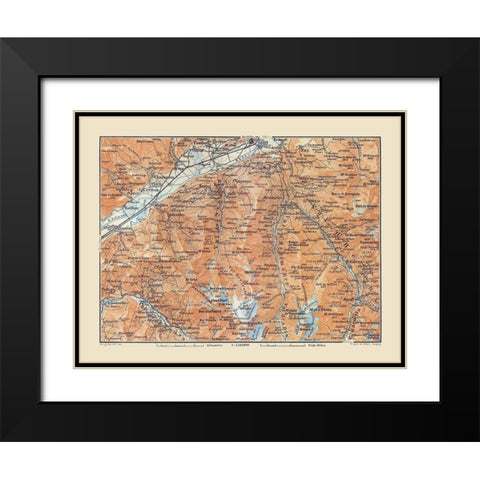 South Sion Region Switzerland - Baedeker 1921 Black Modern Wood Framed Art Print with Double Matting by Baedeker