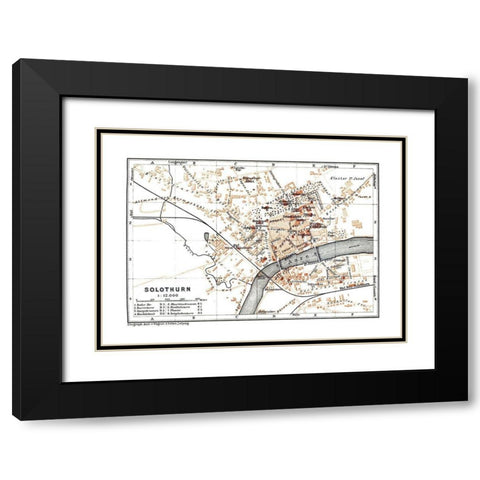 Solothurn Switzerland - Baedeker 1921 Black Modern Wood Framed Art Print with Double Matting by Baedeker