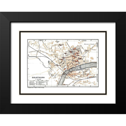 Solothurn Switzerland - Baedeker 1921 Black Modern Wood Framed Art Print with Double Matting by Baedeker