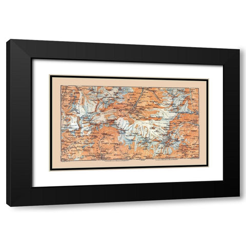 Matterhorn Region Switzerland - Baedeker 1921 Black Modern Wood Framed Art Print with Double Matting by Baedeker