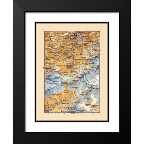 Switzerland - Baedeker 1921 Black Modern Wood Framed Art Print with Double Matting by Baedeker