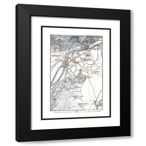 Interlaken Region Switzerland - Baedeker 1921 Black Modern Wood Framed Art Print with Double Matting by Baedeker