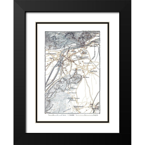 Interlaken Region Switzerland - Baedeker 1921 Black Modern Wood Framed Art Print with Double Matting by Baedeker