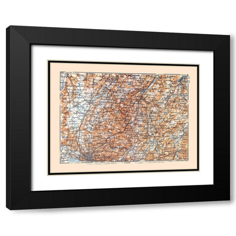 Savigny Region Switzerland - Baedeker 1921 Black Modern Wood Framed Art Print with Double Matting by Baedeker