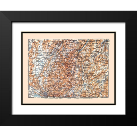 Savigny Region Switzerland - Baedeker 1921 Black Modern Wood Framed Art Print with Double Matting by Baedeker