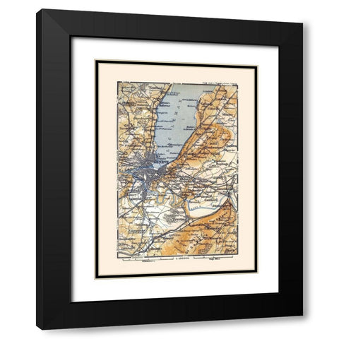 Geneva Region Switzerland France - Baedeker 1921 Black Modern Wood Framed Art Print with Double Matting by Baedeker