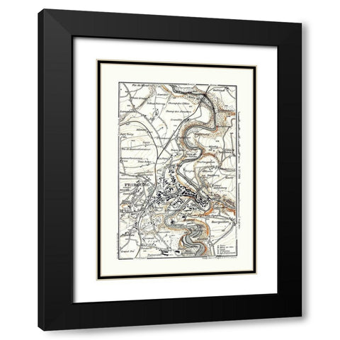 Fribourg Switzerland - Baedeker 1921 Black Modern Wood Framed Art Print with Double Matting by Baedeker