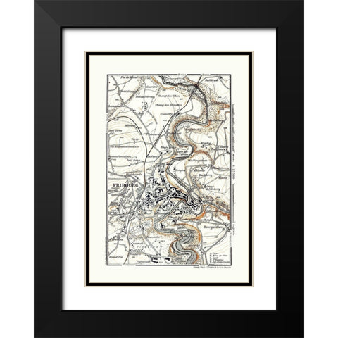 Fribourg Switzerland - Baedeker 1921 Black Modern Wood Framed Art Print with Double Matting by Baedeker