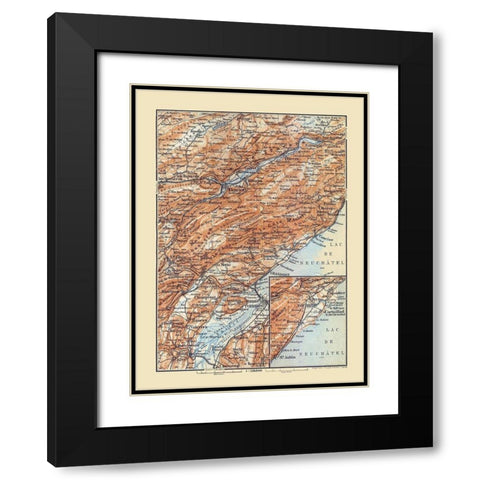 Fleurier Region Switzerland - Baedeker 1921 Black Modern Wood Framed Art Print with Double Matting by Baedeker