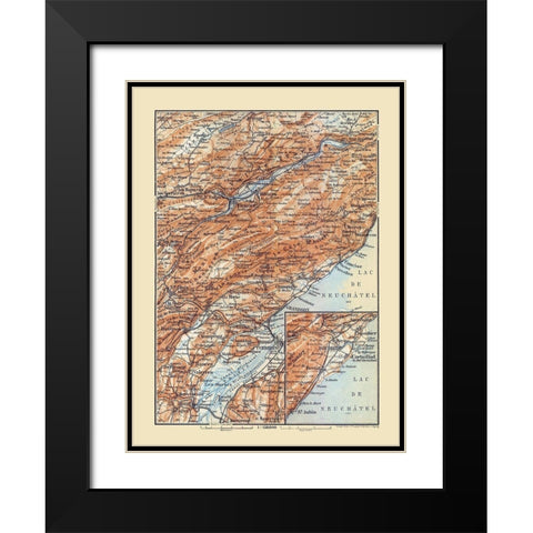 Fleurier Region Switzerland - Baedeker 1921 Black Modern Wood Framed Art Print with Double Matting by Baedeker